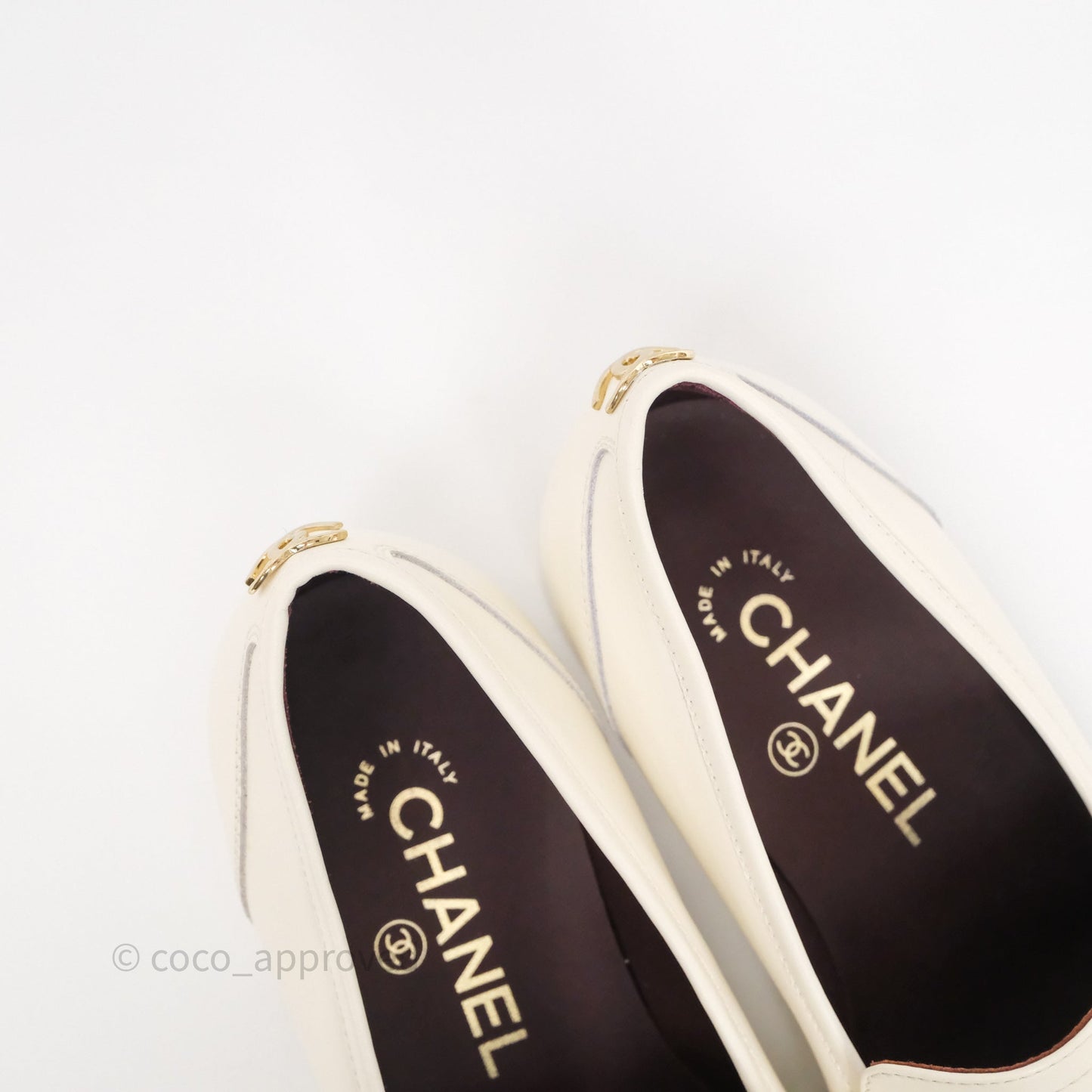 Chanel Chain White Calfskin Loafers Size 36