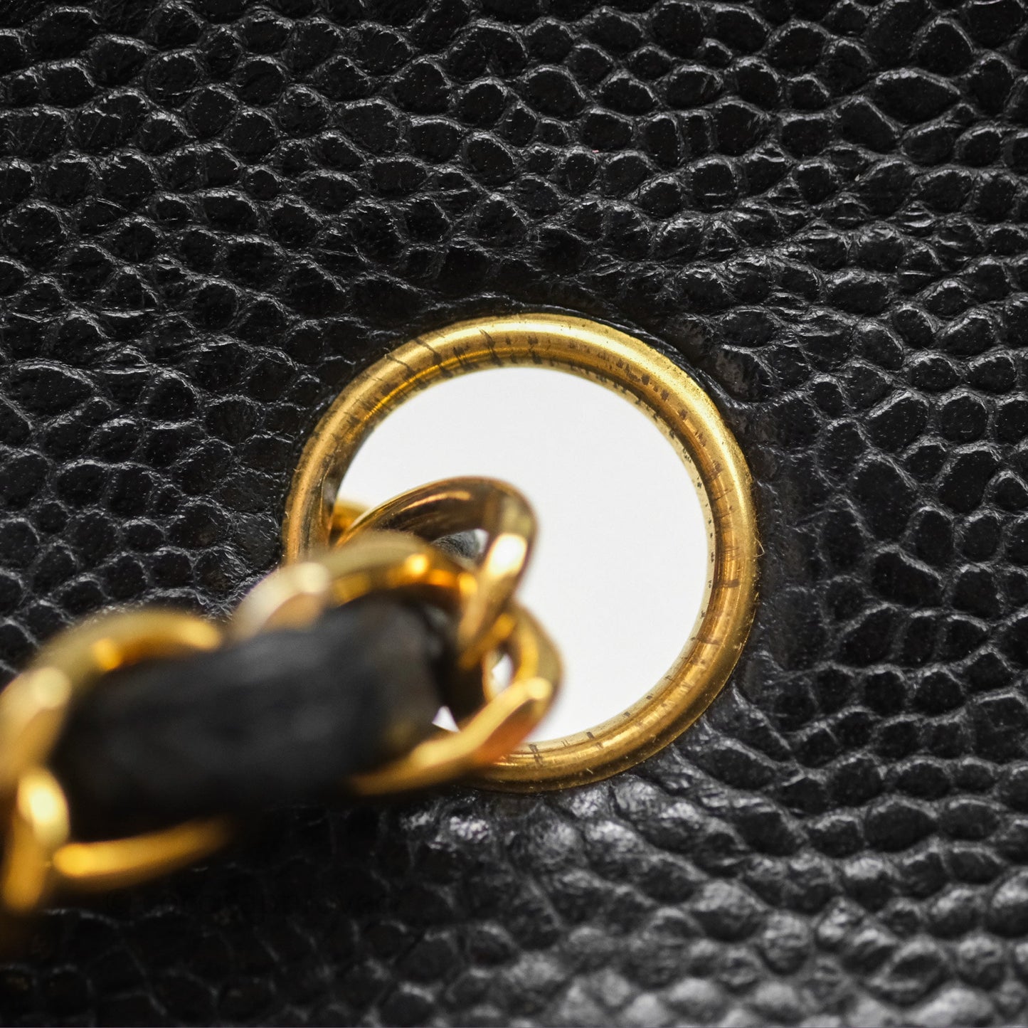 Chanel Small Vintage Quilted Classic Diana Flap Bag Black Caviar 24K Gold Hardware