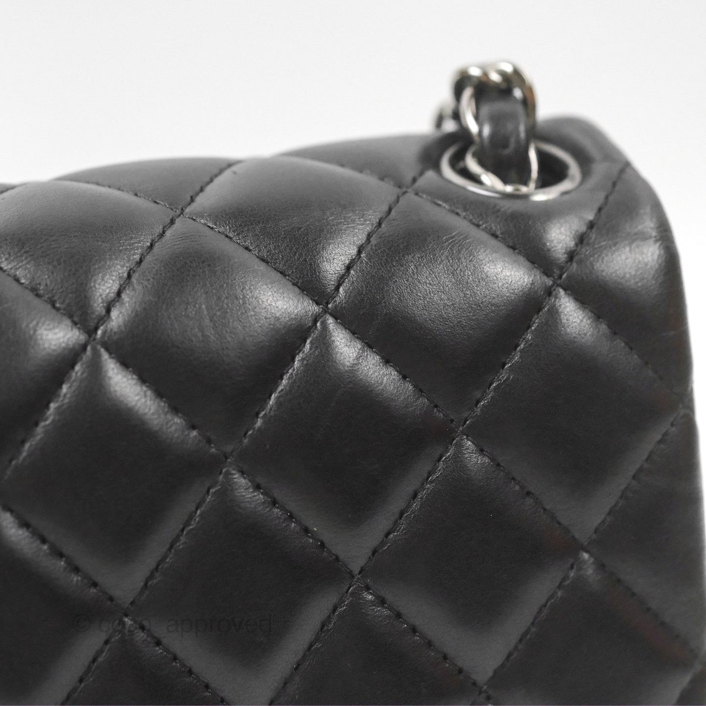 Chanel Mini Square Black Lambskin Dark Silver Hardware