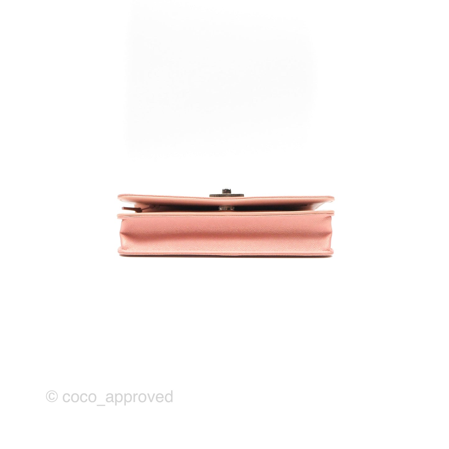 Chanel Mademoiselle Wallet On Chain WOC Chevron Iridescent Pink Caviar Silver Hardware