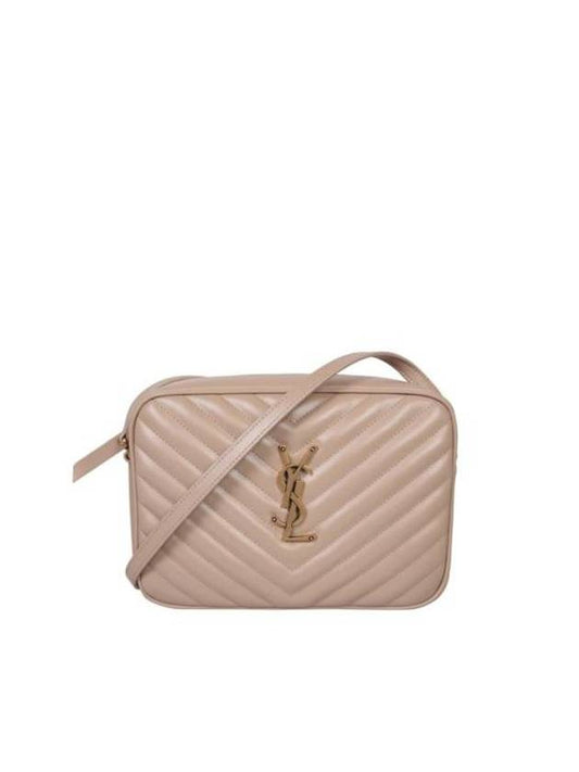 Luxury Saint Laurent Lou Logo Quilting Cross Bag Beige