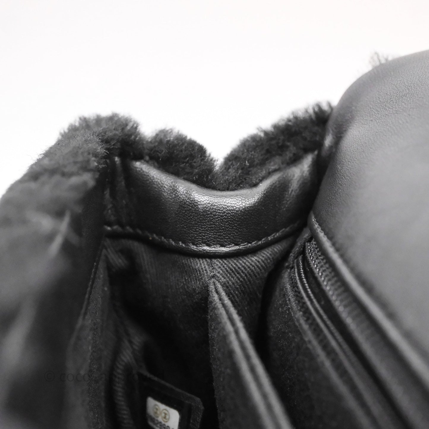 Chanel Small Coco Handle Shearling Black Gold Hardware