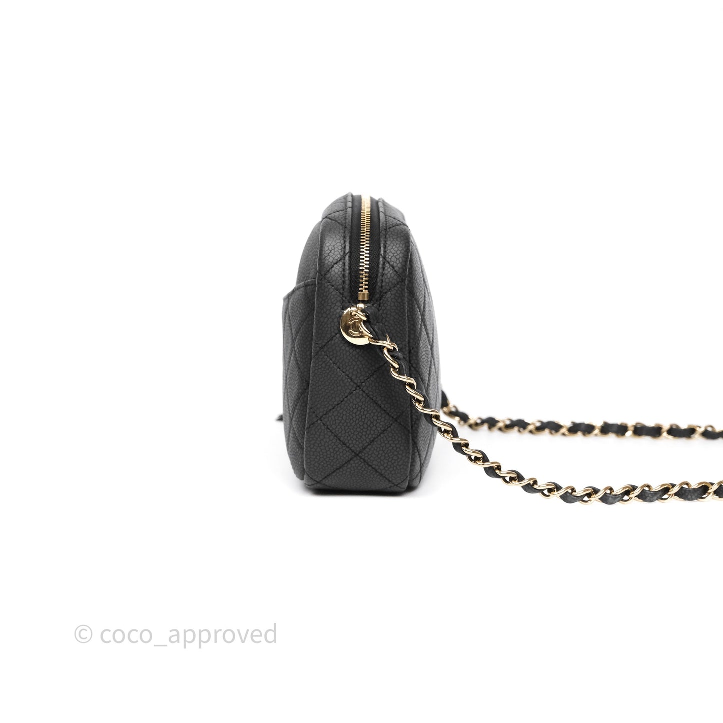 Chanel Camera Bag Black Matte Caviar Gold Hardware