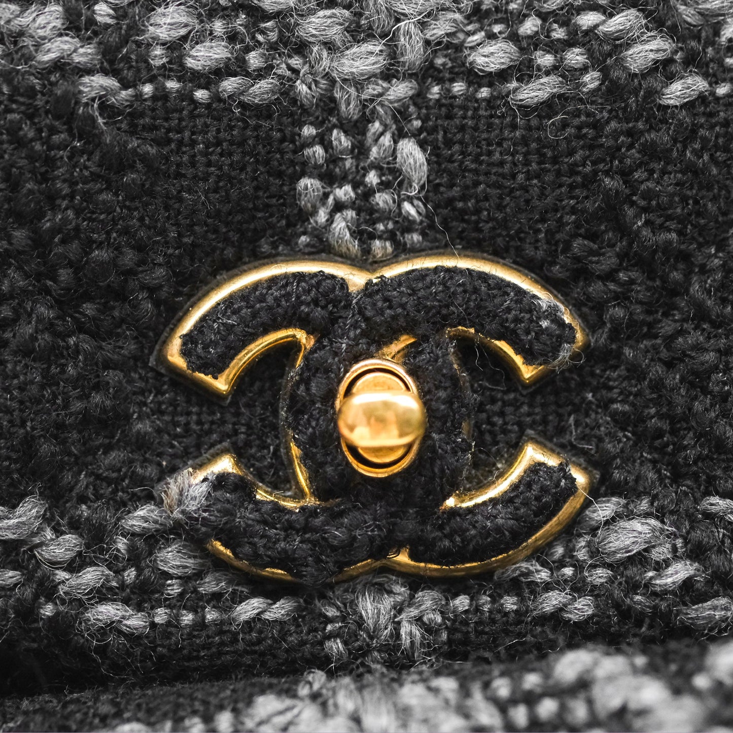 Chanel Duma Backpack Black Tweed Aged Gold Hardware 22K