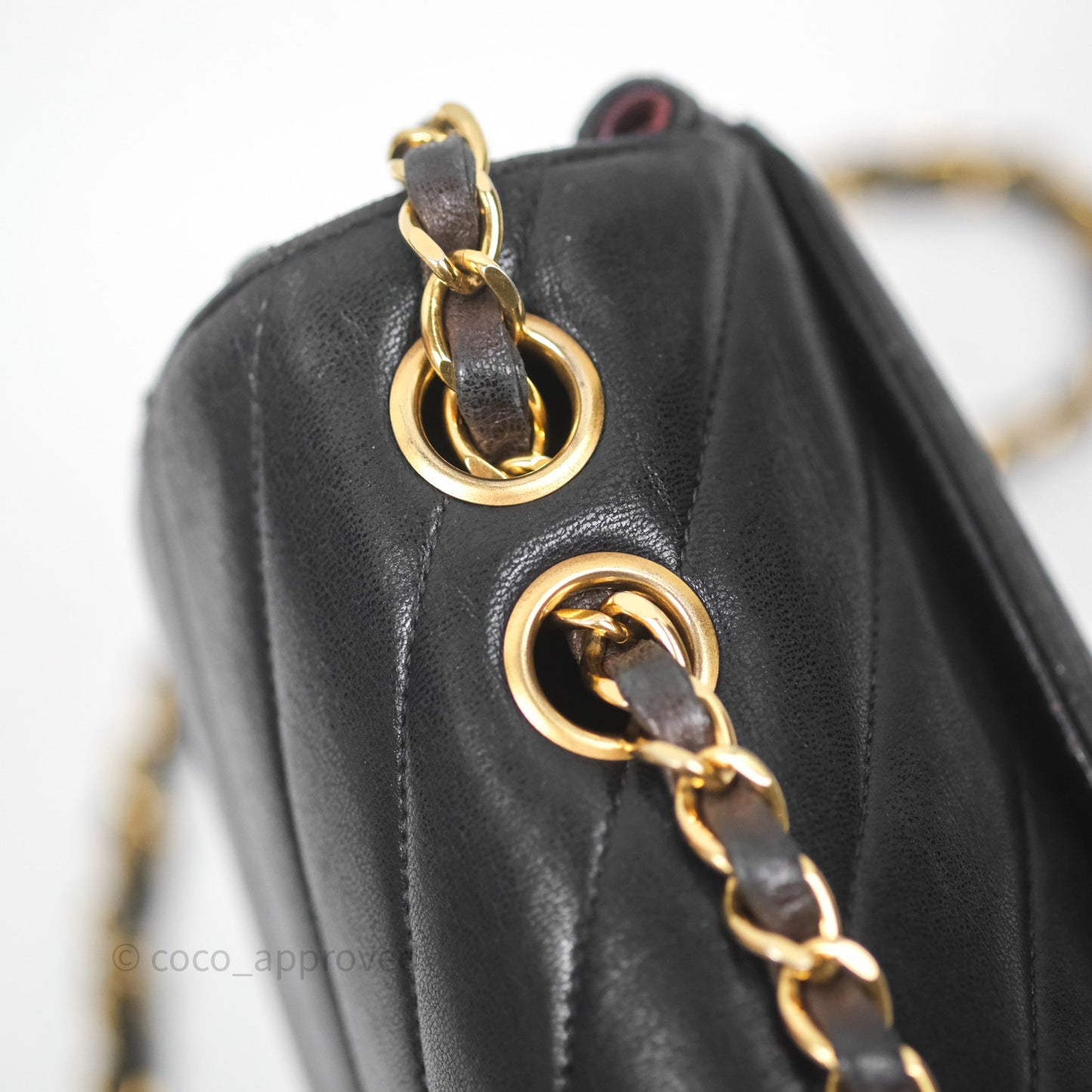 Chanel Vintage Chevron Envelope Flap Bag Black Lambskin 24K Gold Hardware