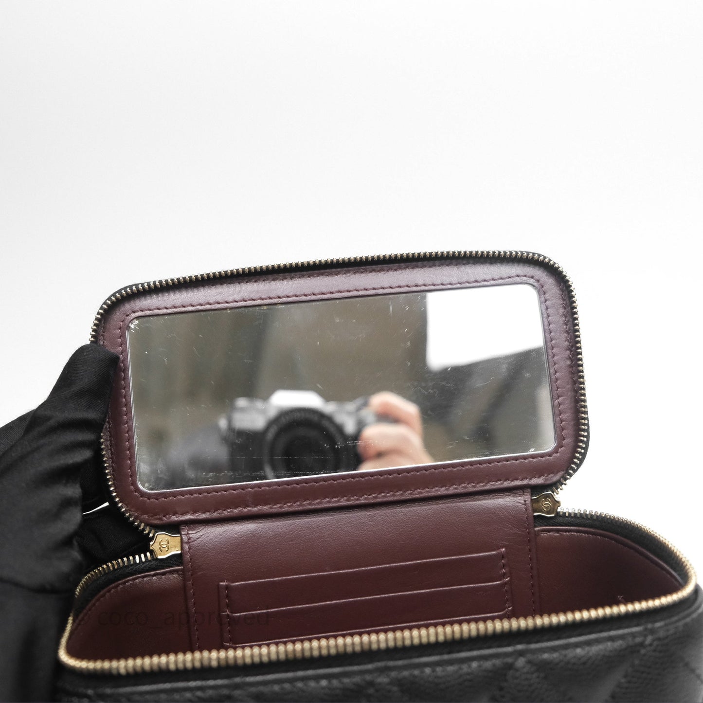 Chanel Vanity Rectangular With Chain Black Caviar Gold Hardware
