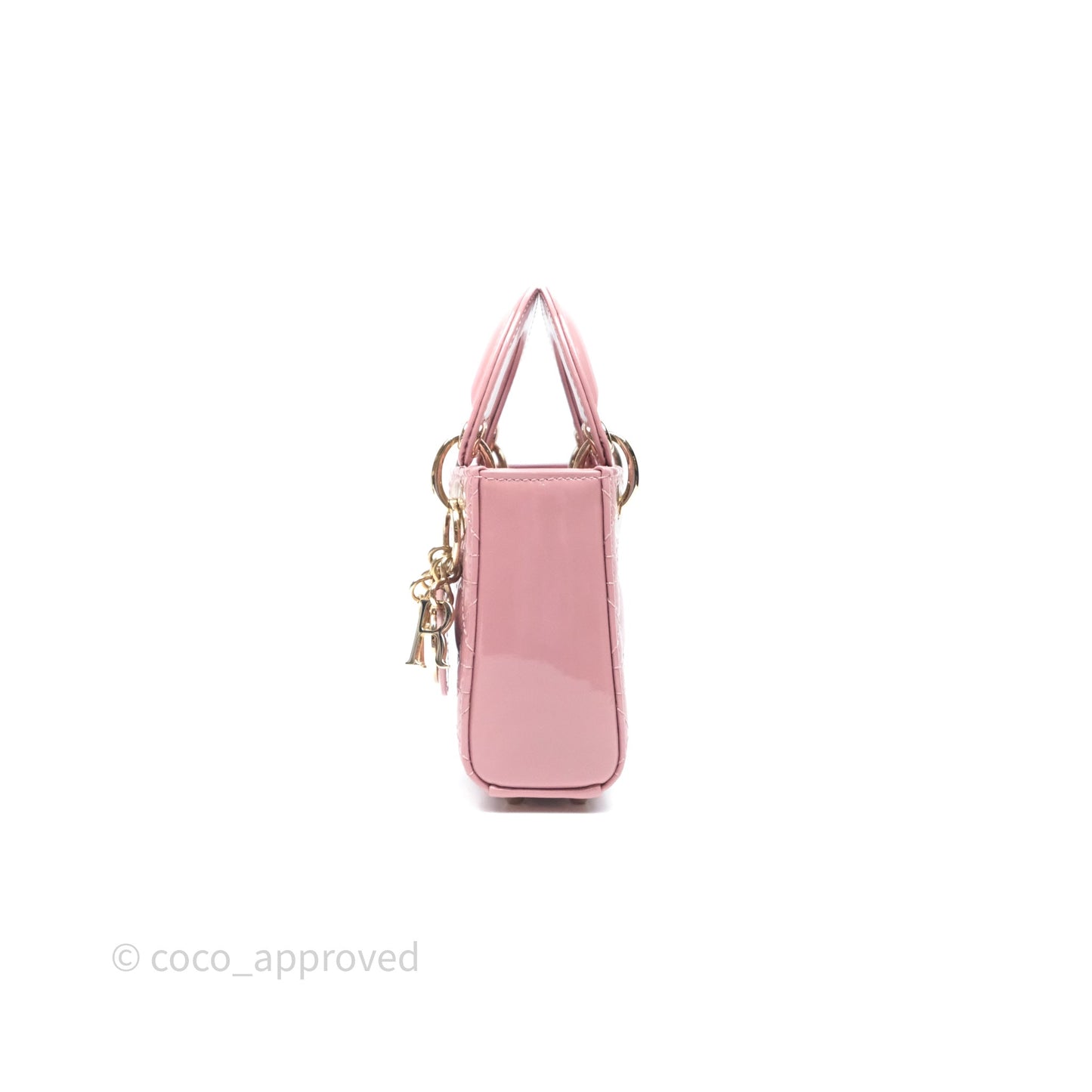 Christian Dior Micro Lady Dior Pink Patent Cannage Calfskin Gold Hardware