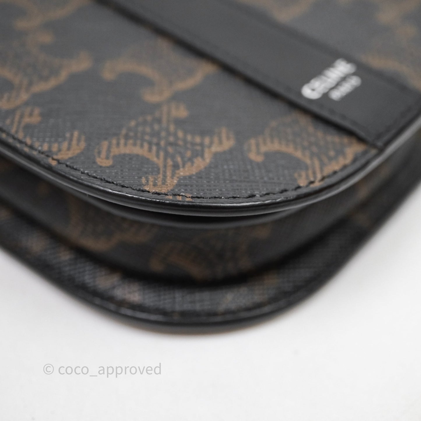 Celine Phone Pouch Black Triomphe Canvas