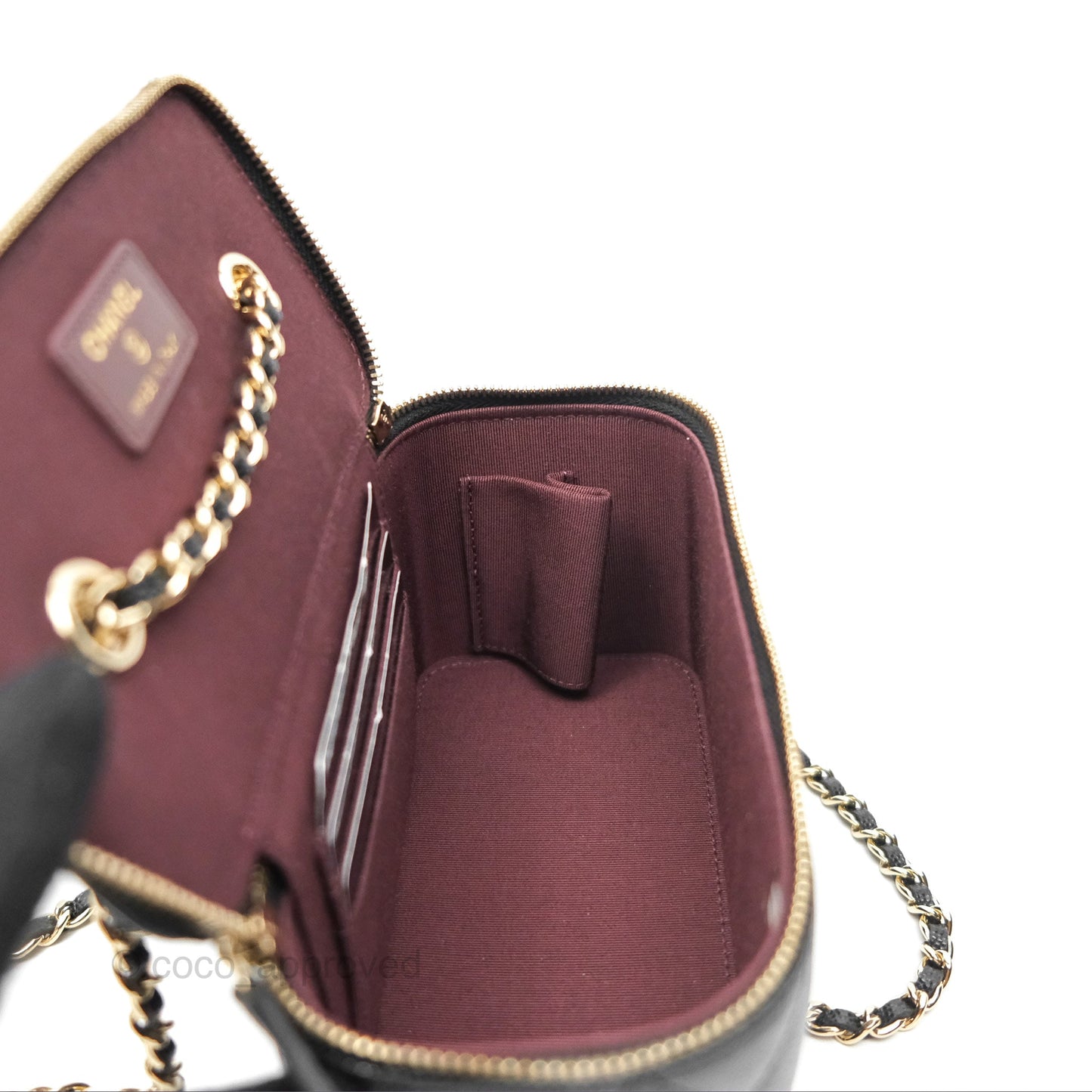 Chanel Vanity Rectangular With Chain Black Caviar Gold Hardware