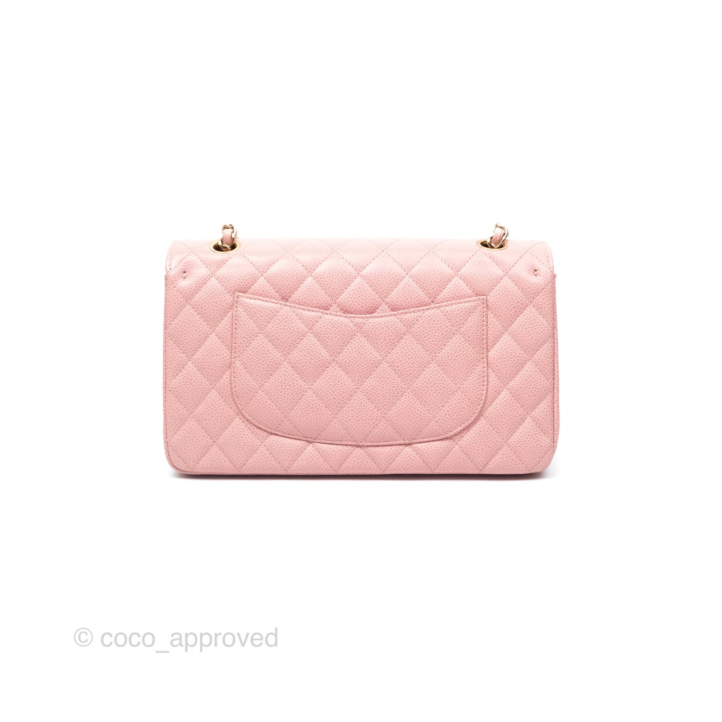 Chanel Vintage Classic M/L Medium Flap Quilted Sakura Pink Caviar 24K Gold Hardware