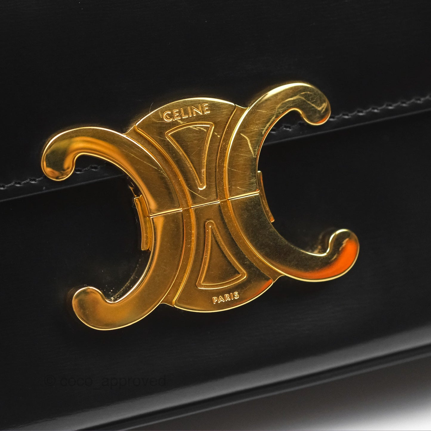 Celine Triomphe Shoulder Bag Black Calfskin