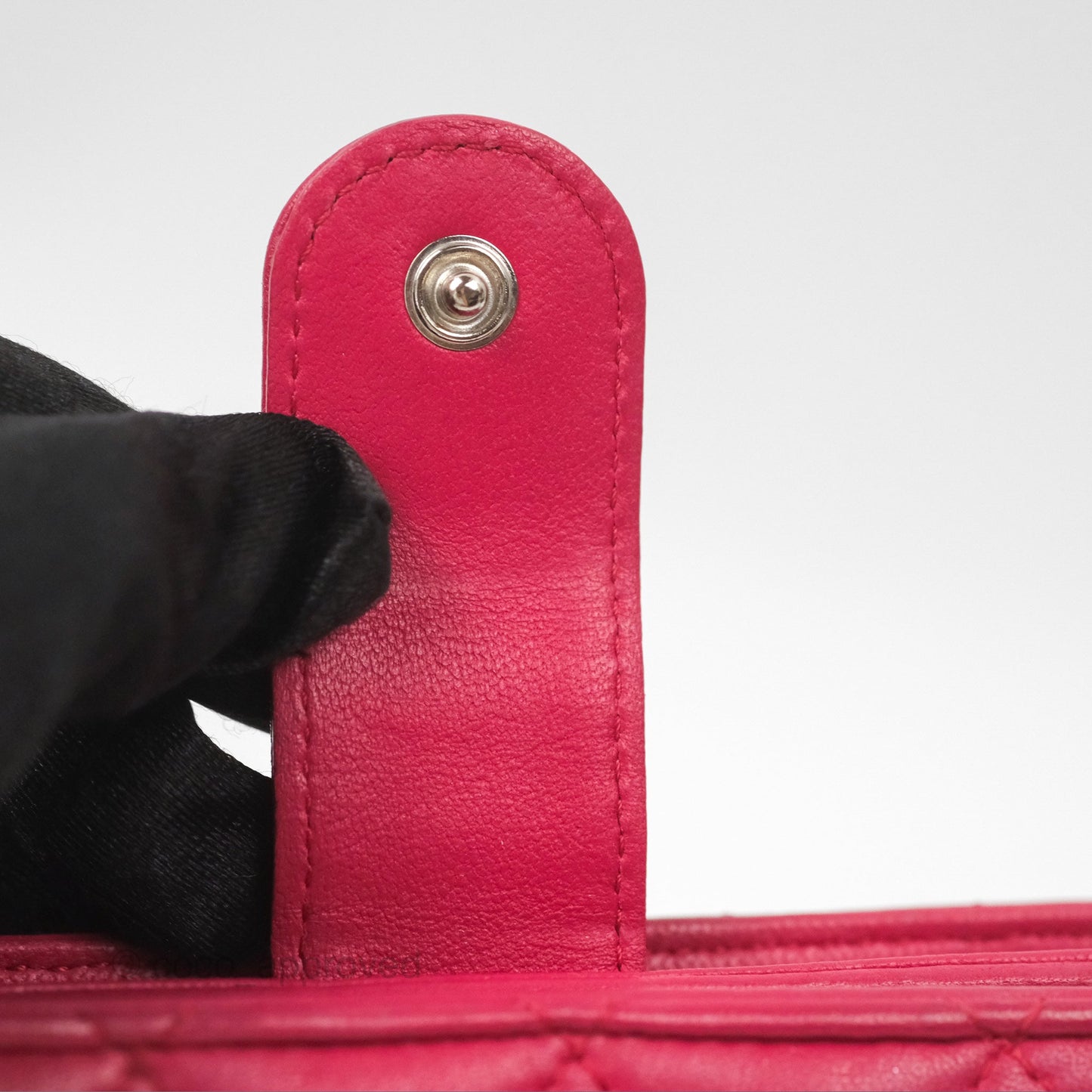 Chanel Quilted Classic French Wallet Lambskin Red Silver Hardware