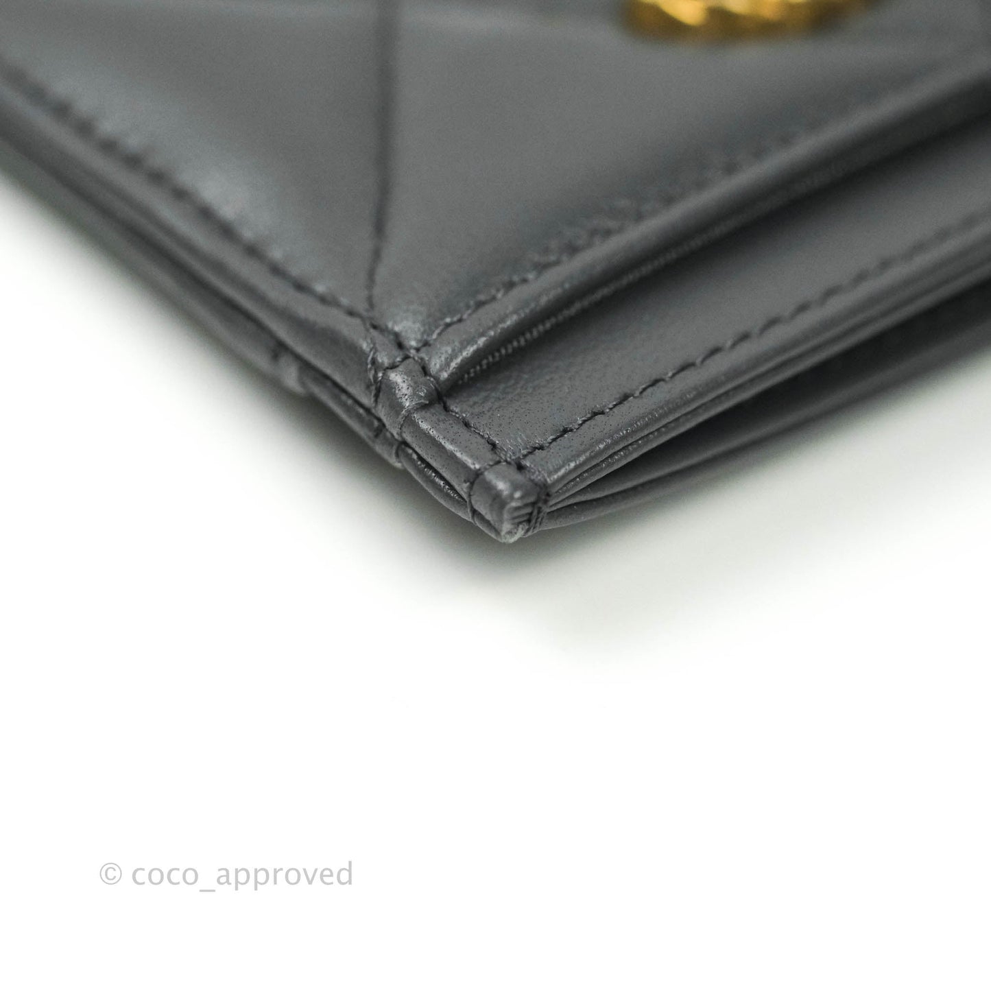Chanel 19 Quilted Dark Grey Flat Card Holder
