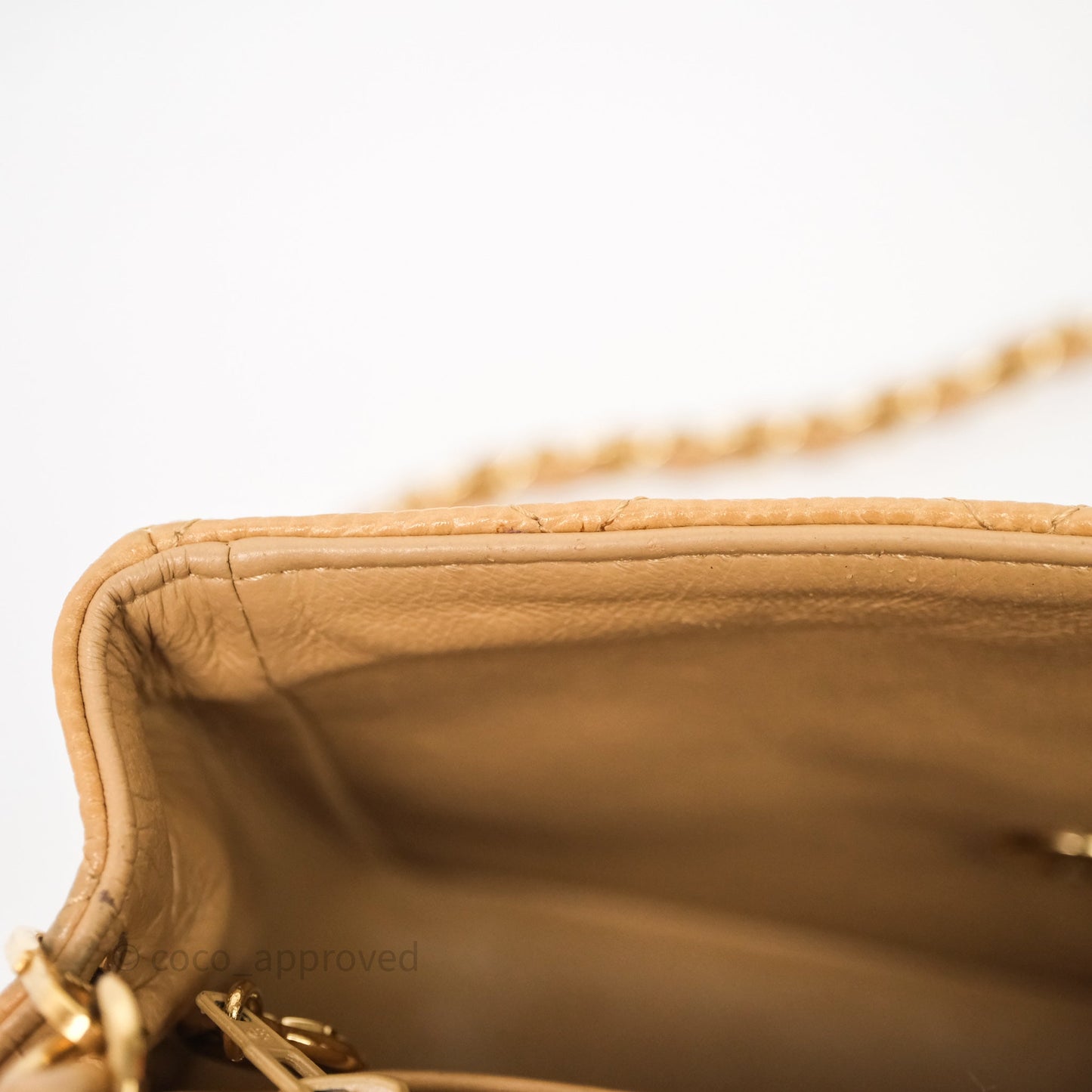 Chanel Vintage Mini Square Beige Caviar Gold Hardware