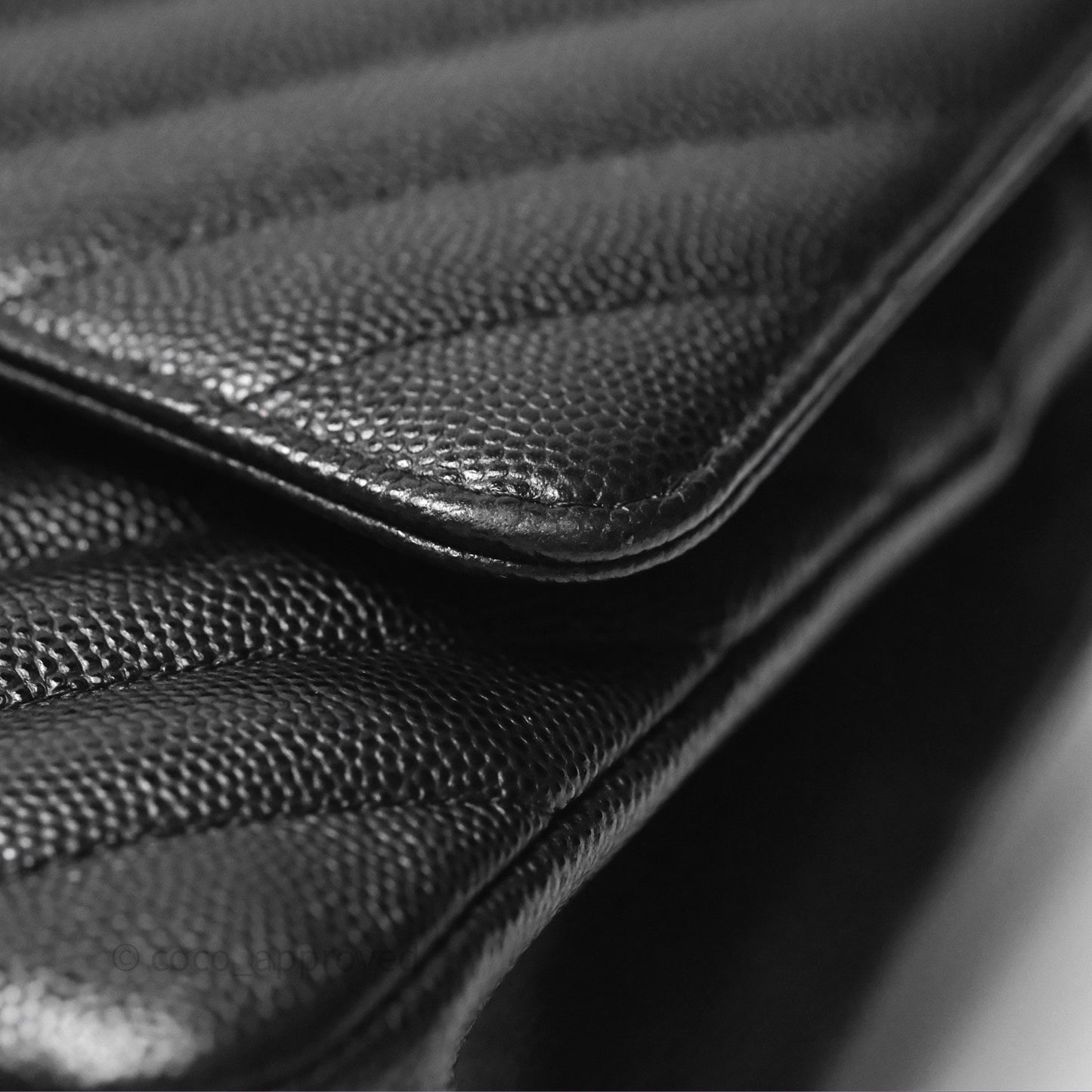 Chanel Classic M/L Medium Flap Chevron Black Caviar Silver Hardware