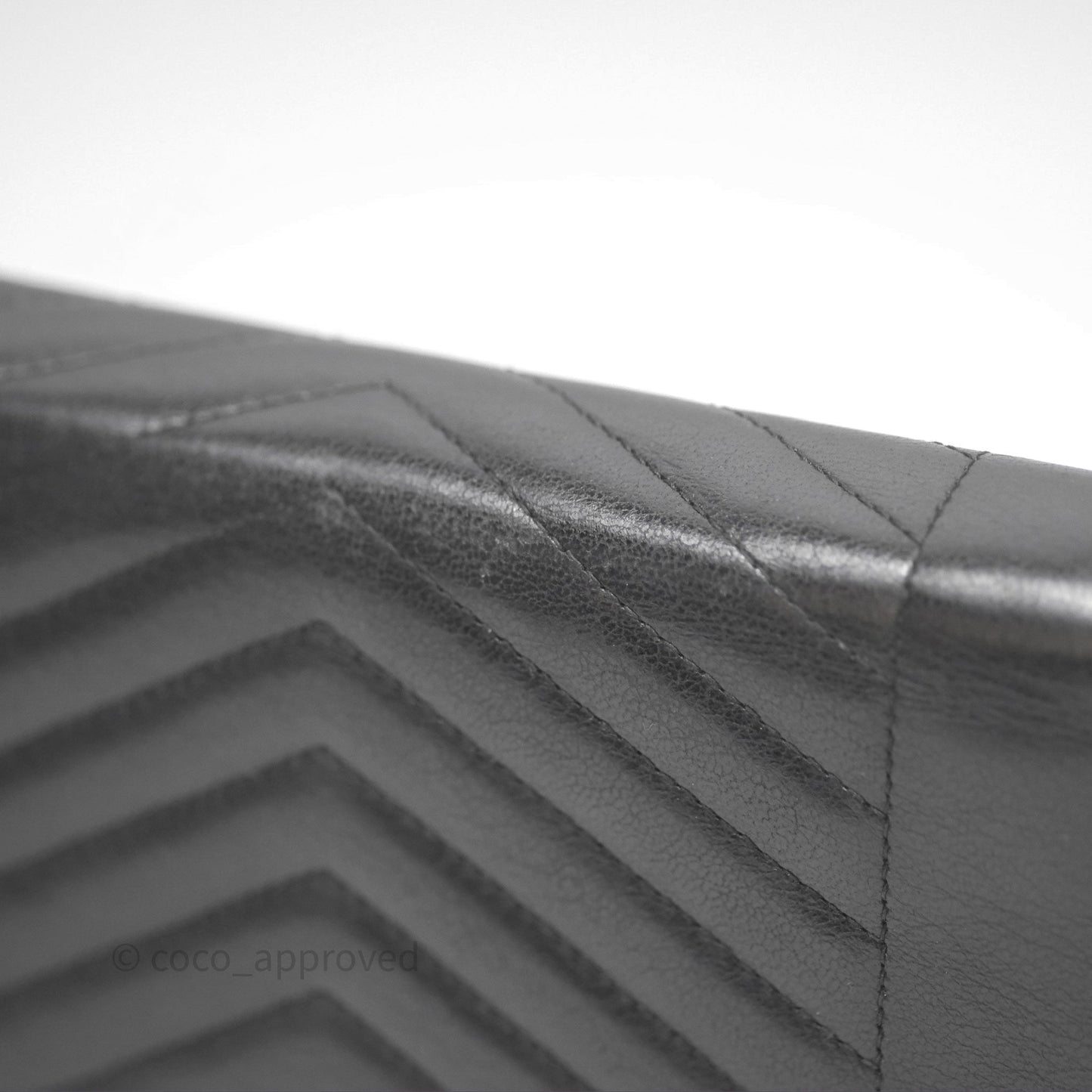 Chanel Reversed Chevron Wallet On Chain WOC Black Lambskin Aged Gold Hardware