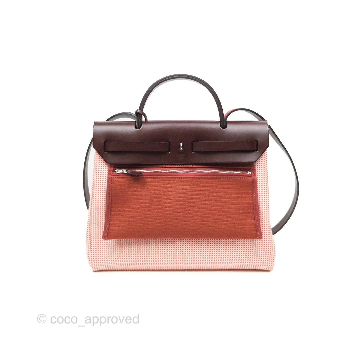 Hermès Herbag Retourne Zip 31 Ecru/Brique/Mauve Pale/Rouge Sellier Canvas Palladium Hardware