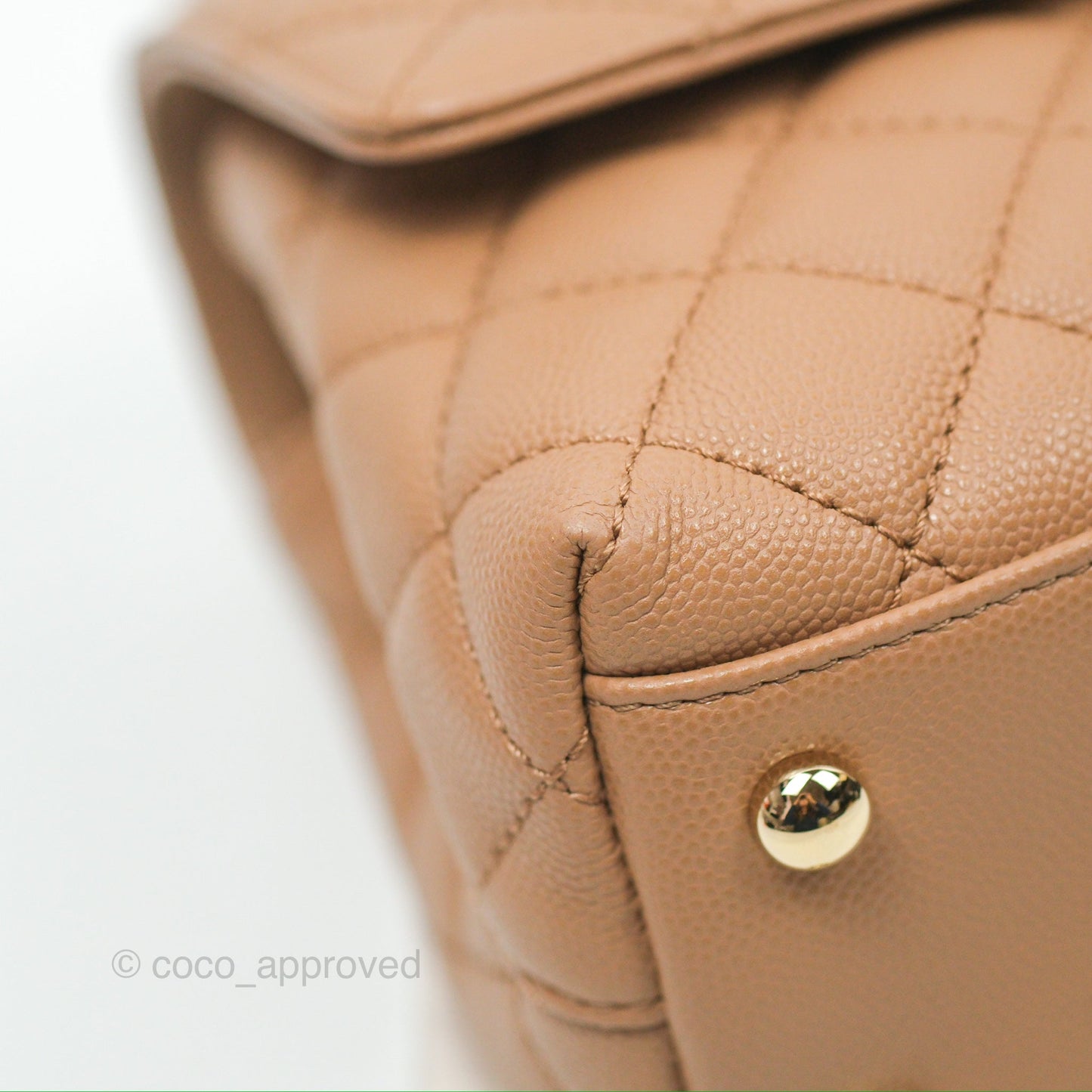 Chanel Small Coco Handle Quilted Beige Caviar Gold Hardware