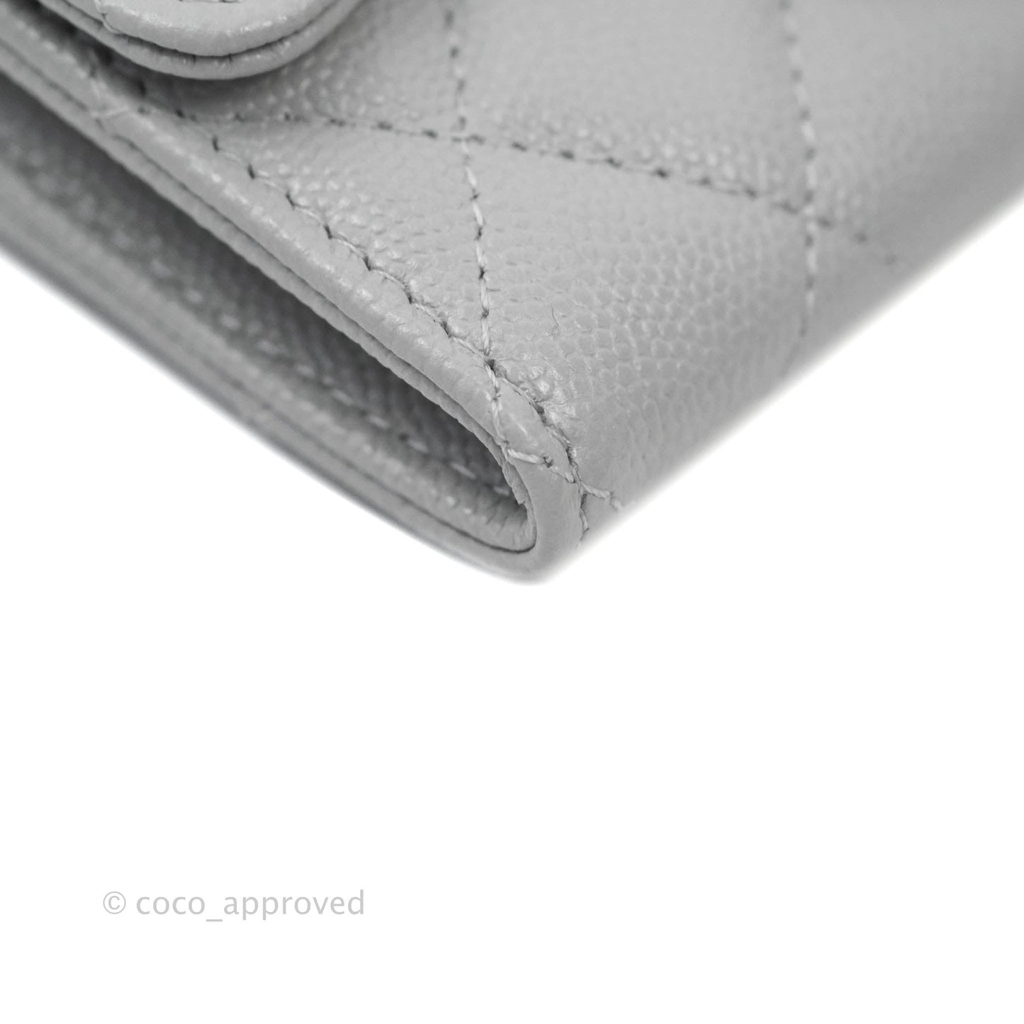 Chanel Quilted Flap Card Holder Grey Caviar Gold Hardware 21A