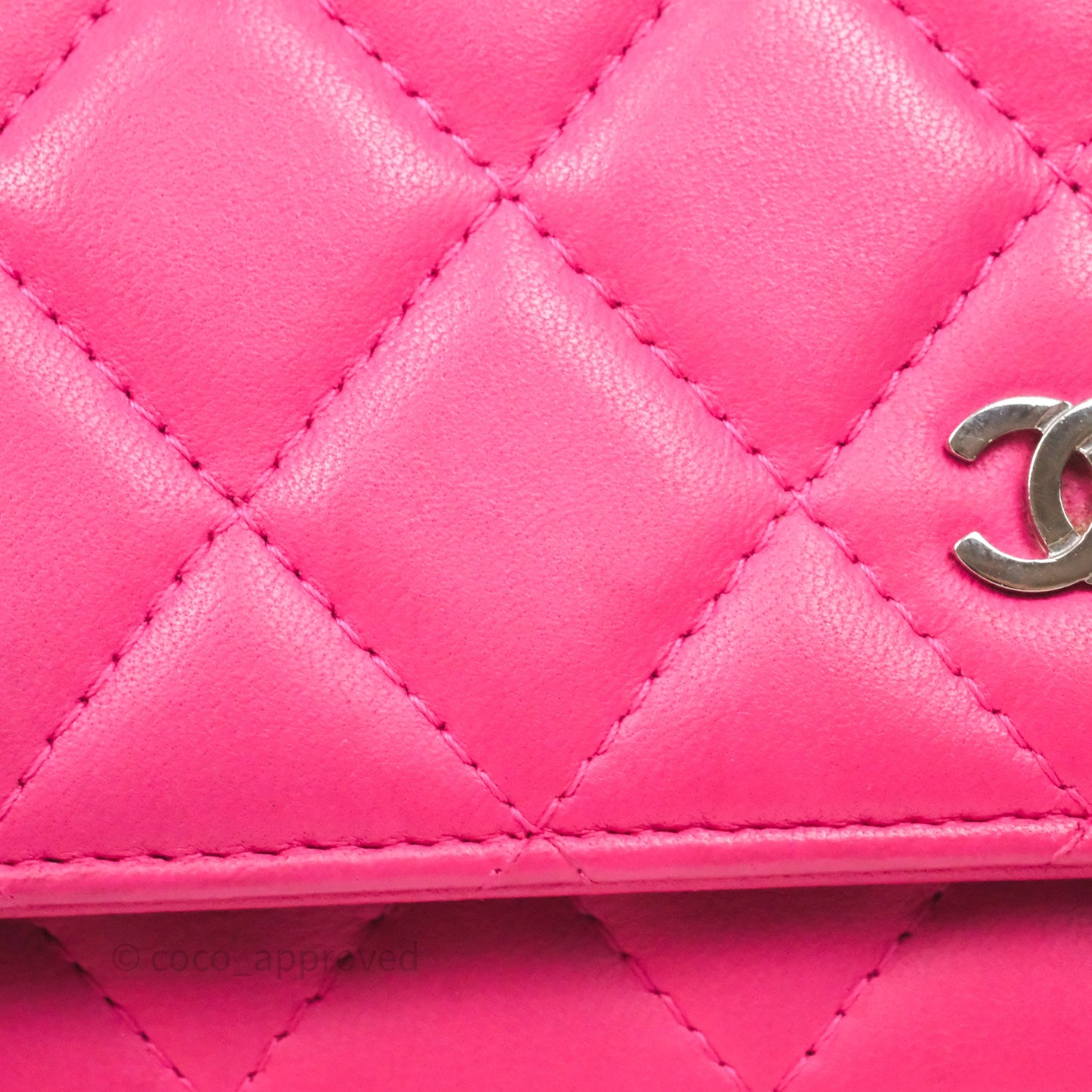 Chanel Quilted Wallet on Chain WOC Pink Lambskin Silver Hardware