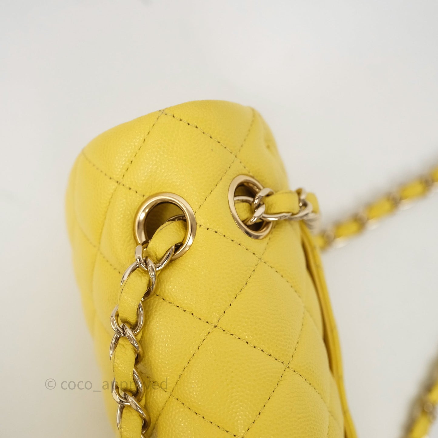 Chanel Small Classic Flap Quilted Yellow Caviar Gold Hardware