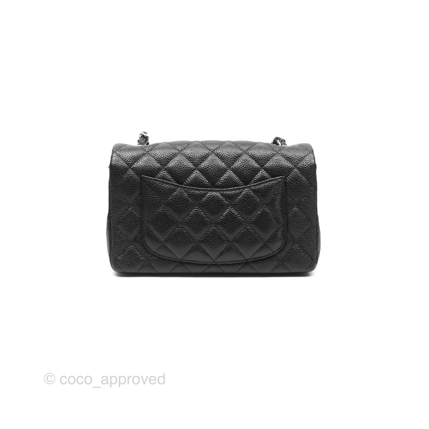 Chanel Mini Rectangular Flap Quilted Black Caviar Silver Hardware