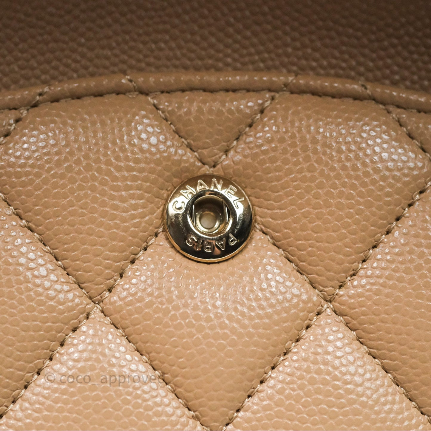 Chanel Classic M/L Medium Double Flap Dark Beige Caviar Gold Hardware 19B