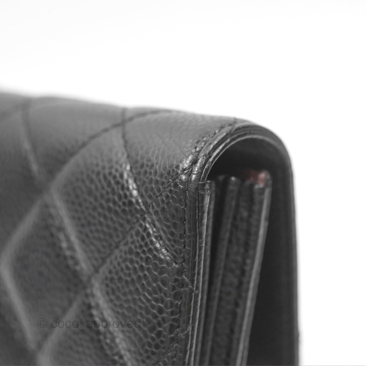 Chanel Classic Quilted Flap Long Wallet Black Caviar Gold Hardware