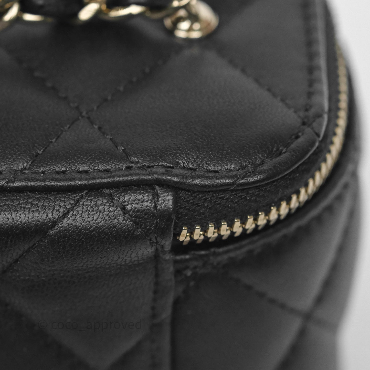 Chanel Mini Ball Crush Vanity With Chain Black Lambskin Gold Hardware