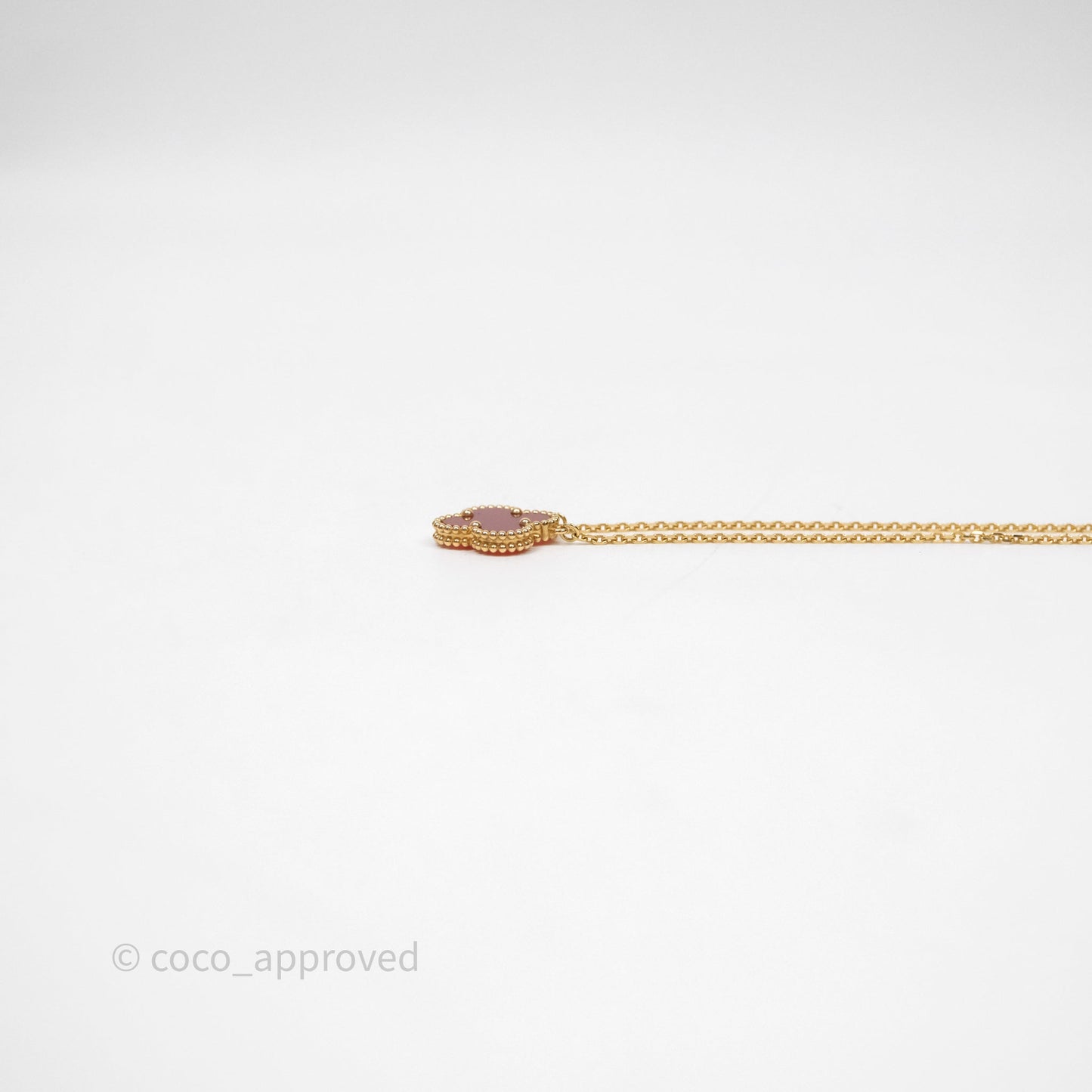 Van Cleef & Arpels Vintage Alhambra Pendant Red Carnelian Yellow Gold