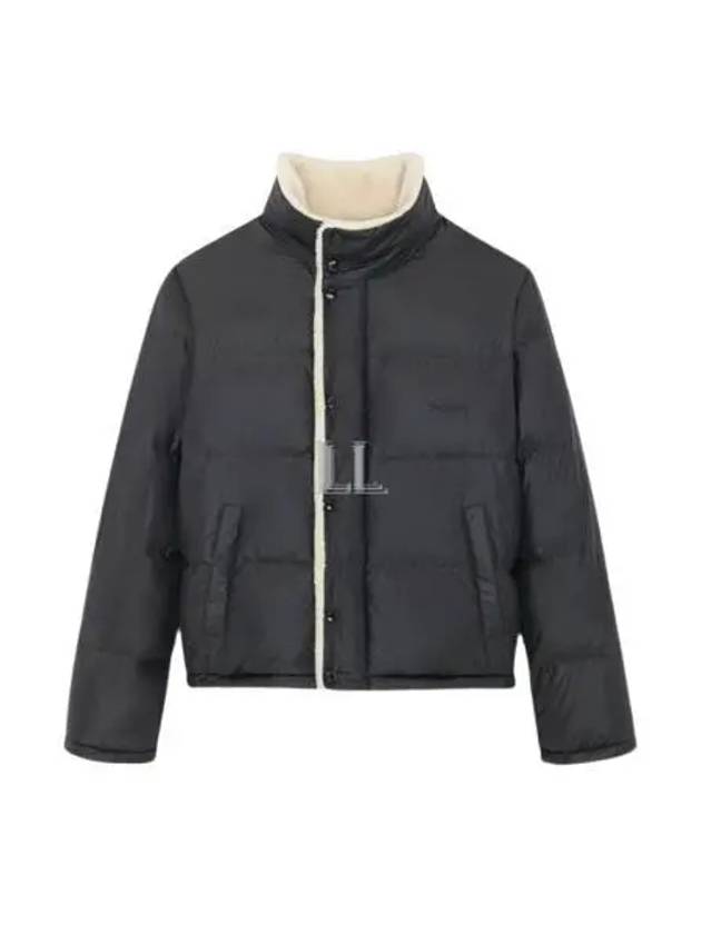 Luxury Saint Laurent Shearling Lining Nylon Down Puffer Jacket Black
