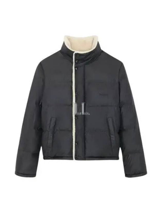 Luxury Saint Laurent Shearling Lining Nylon Down Puffer Jacket Black