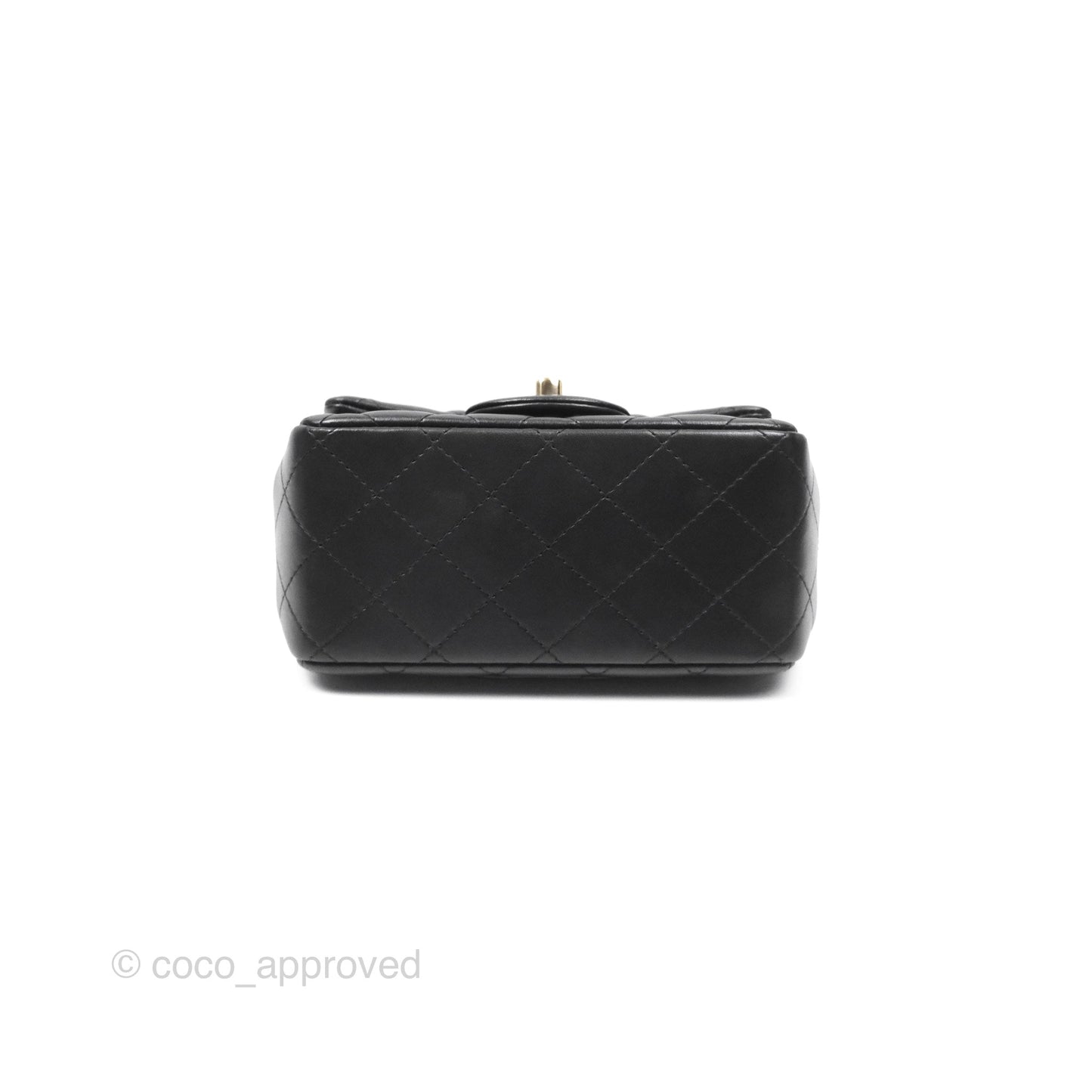 Chanel Quilted Mini Square Flap Black Lambskin Gold Hardware