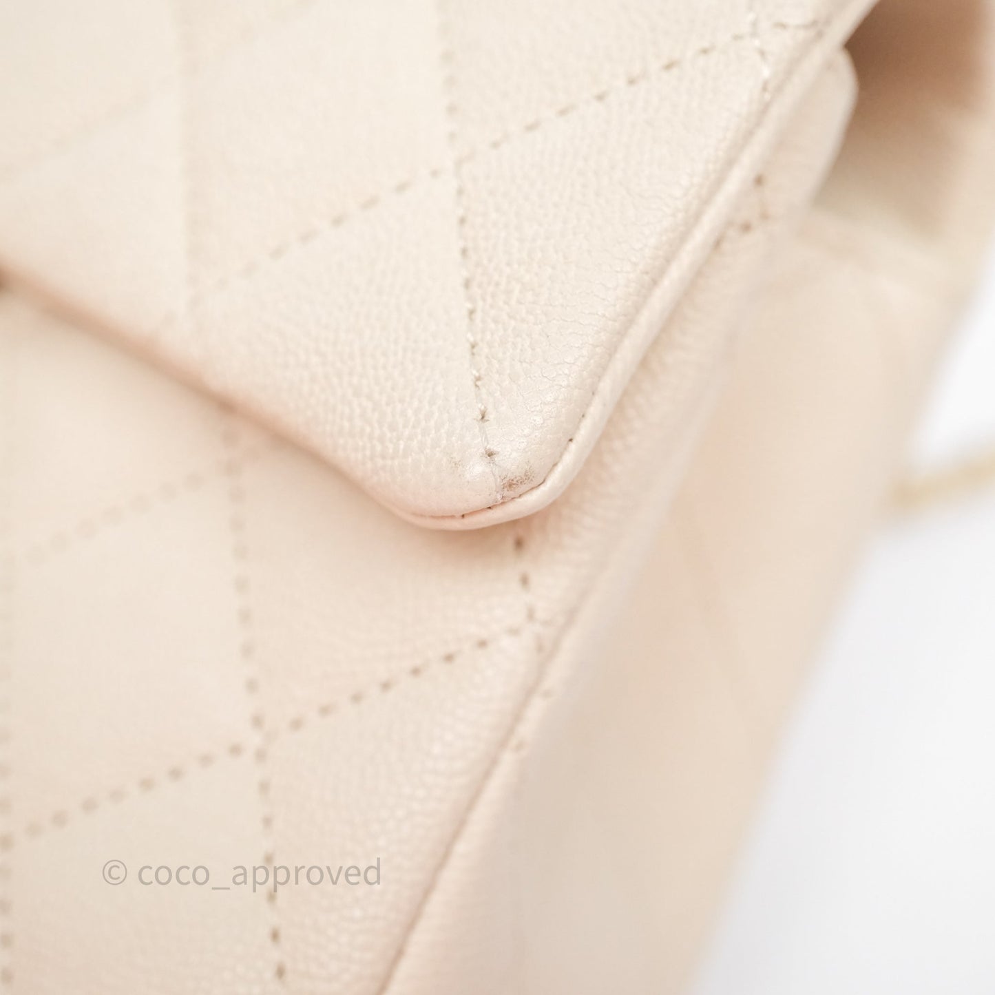 Chanel Top Handle Mini Rectangular Flap Bag Ivory Beige Caviar Gold Hardware