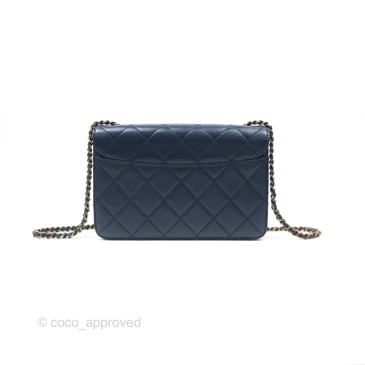 Chanel Beauty Lock Flap Bag Navy Sheepskin Aged Gold Hardware