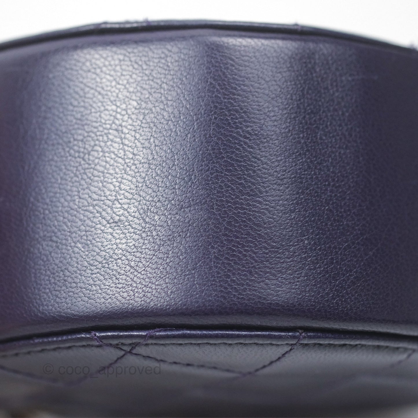 Chanel Quilted Round Clutch with Chain Dark Purple Calfskin Gold Hardware