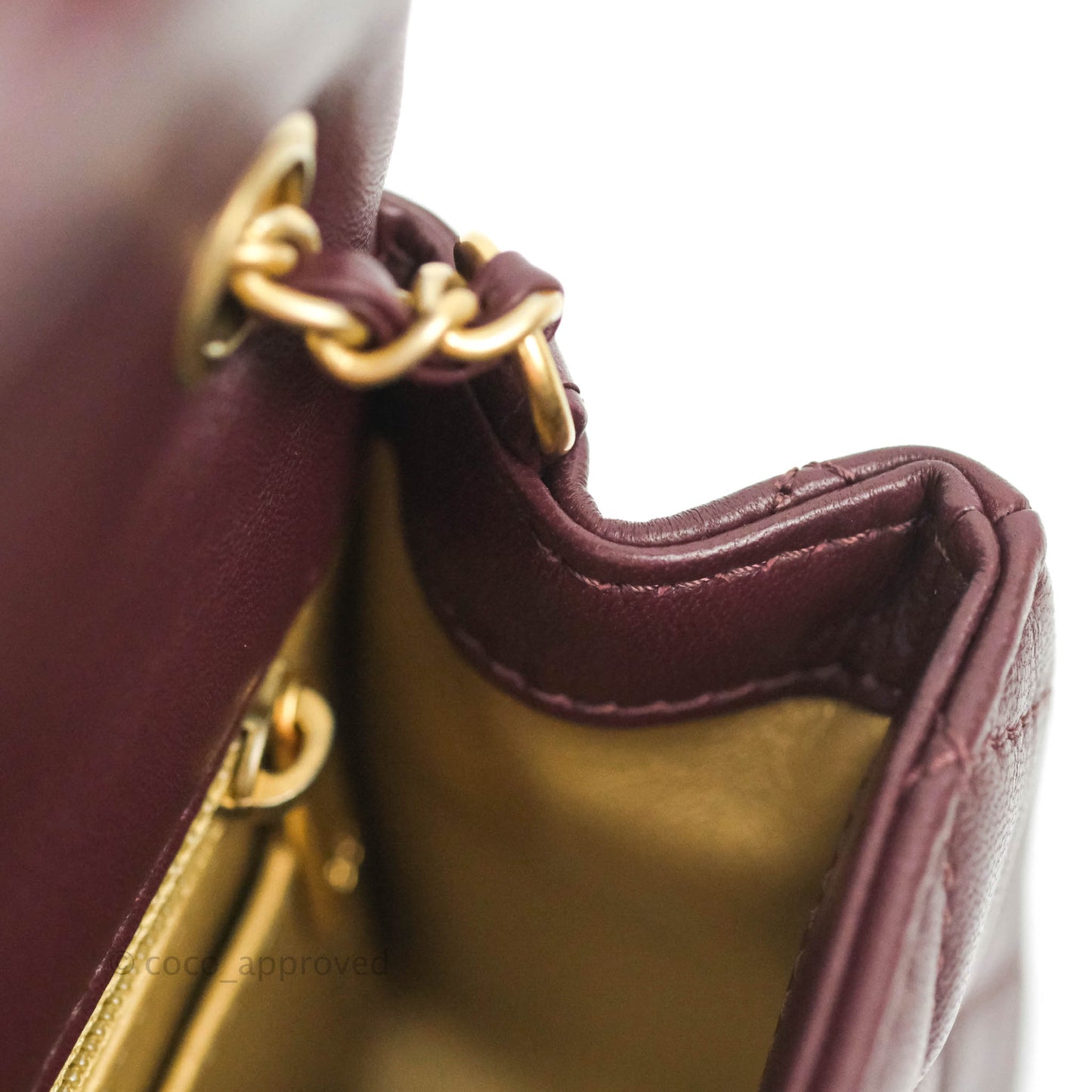 Chanel Mini Rectangular Pearl Crush Quilted Maroon Red Lambskin Gold Hardware