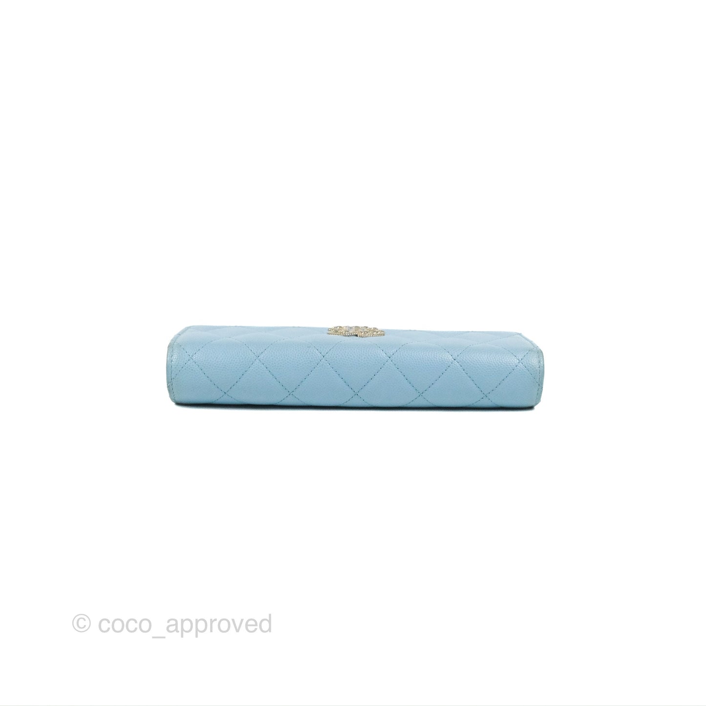 Chanel Long Flap Wallet Blue Caviar Gold Hardware