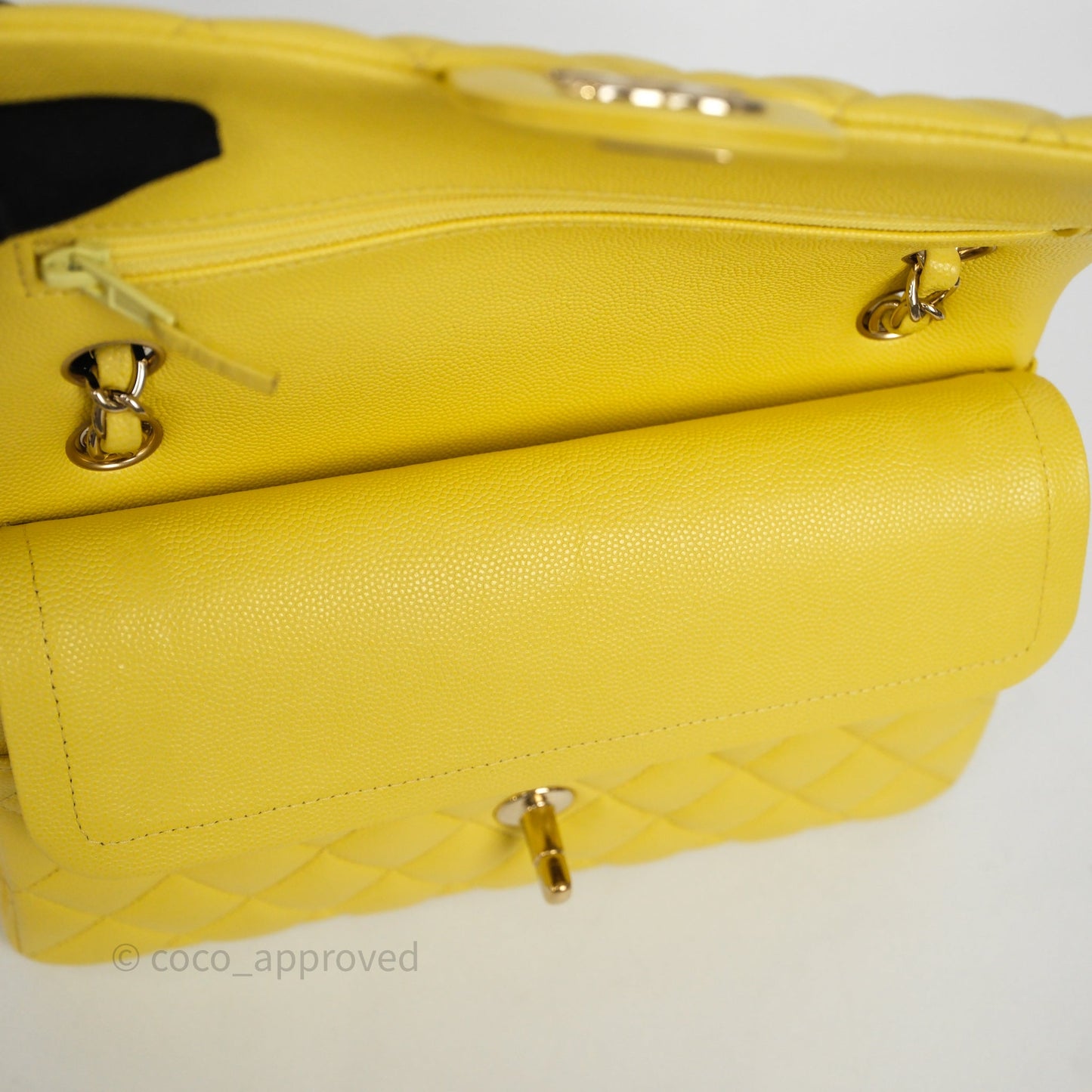 Chanel Small Classic Flap Quilted Yellow Caviar Gold Hardware