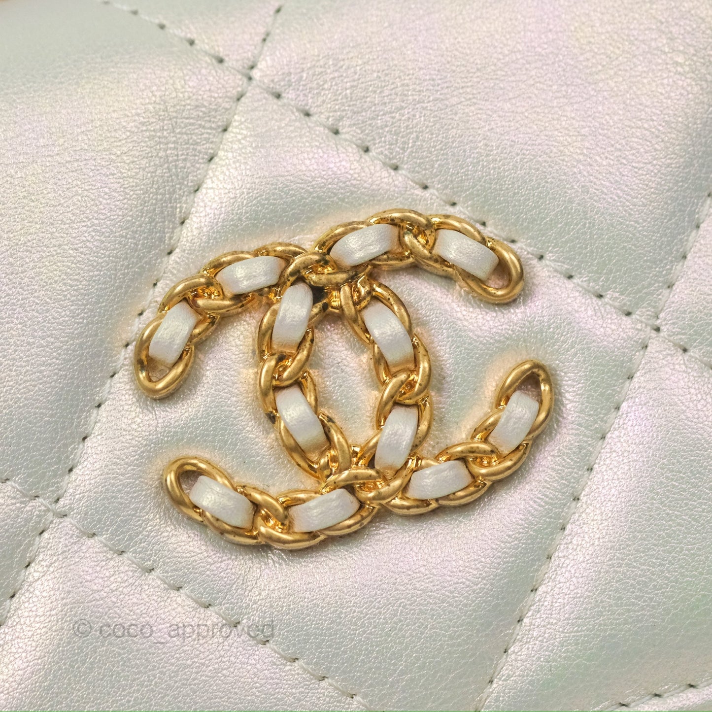Chanel 19 Phone Holder Iridescent Ivory Mixed Hardware