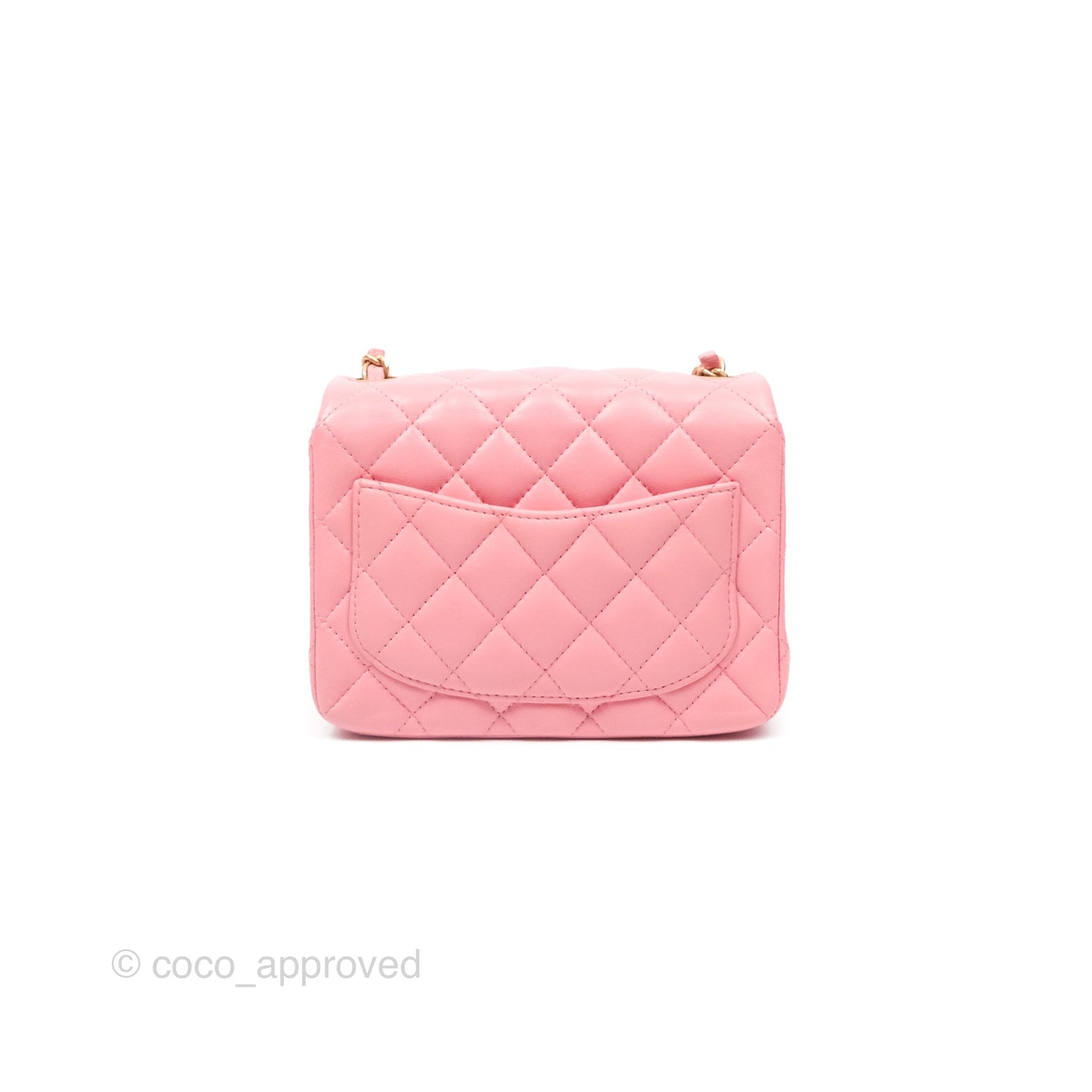 Chanel Mini Square Pink Lambskin Aged Gold Hardware