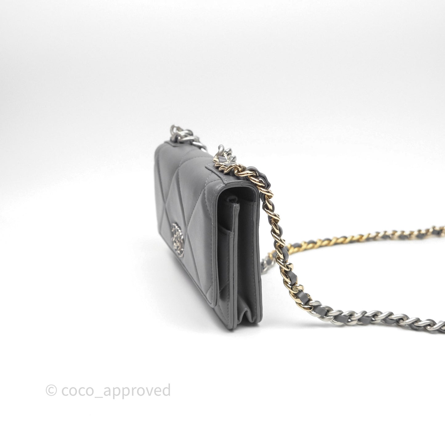 Chanel 19 Wallet on Chain WOC Grey Lambskin Mixed Hardware