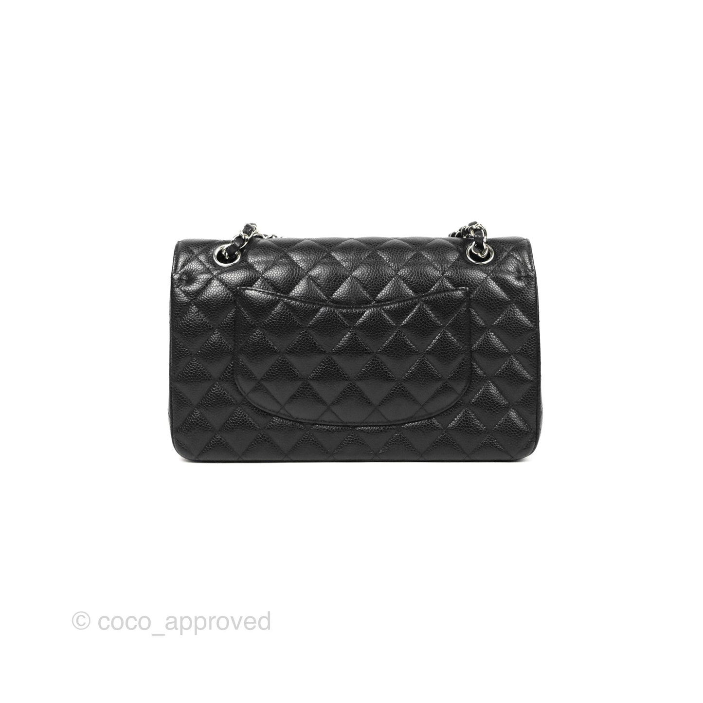 Chanel Classic M/L Medium Flap Quilted Black Caviar Silver Hardware
