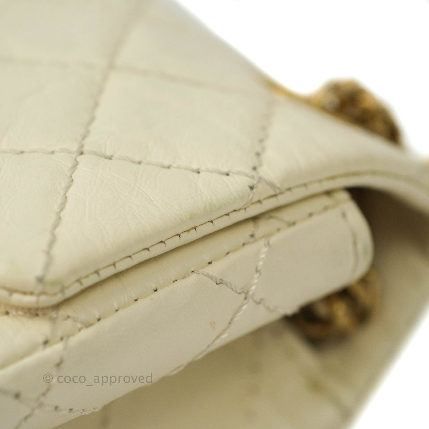 Chanel Mini Reissue 224 White Aged Calfskin Aged Gold Hardware