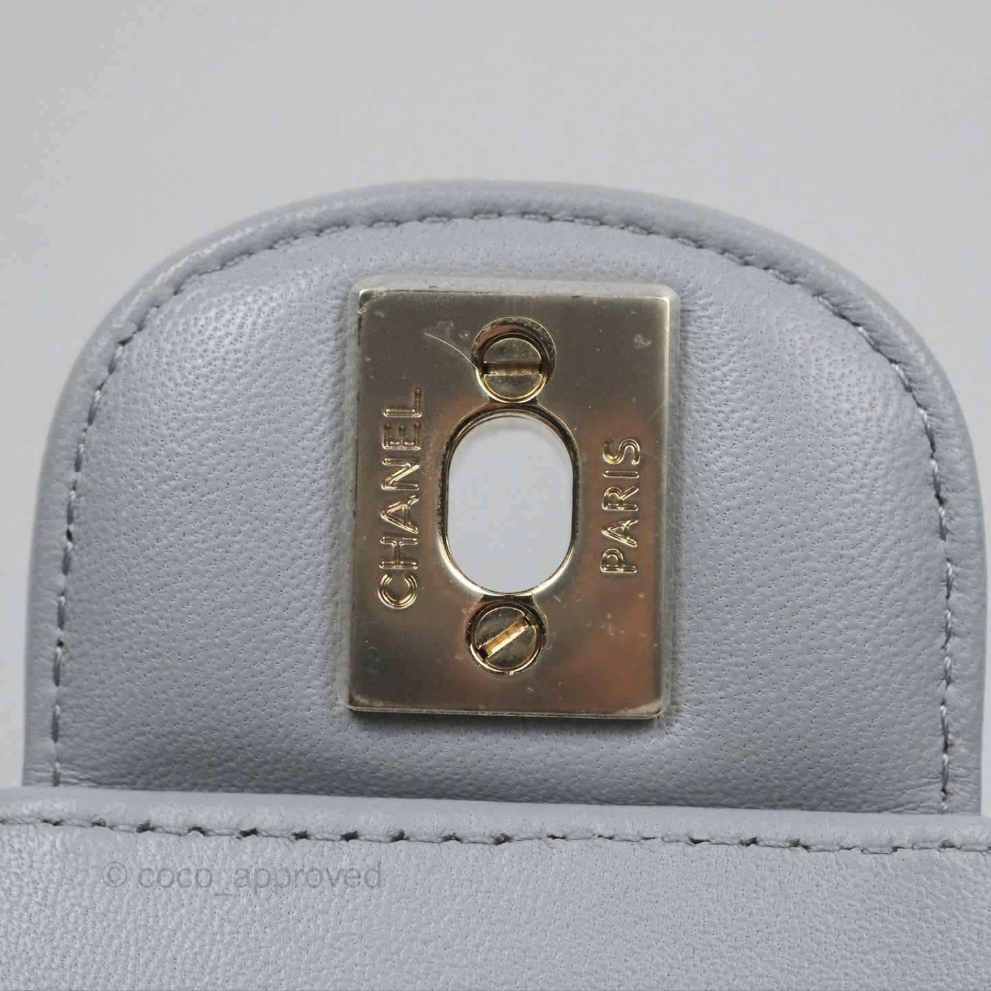 Chanel Small Classic Chevron Flap Grey Lambskin Gold Hardware