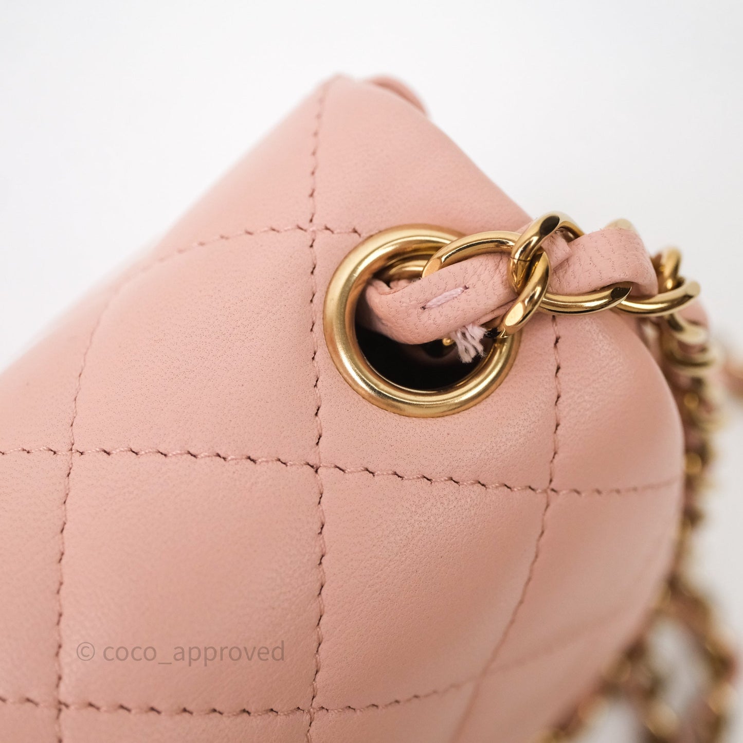 Chanel Mini Square Flap Quilted Pink Lambskin Gold Hardware