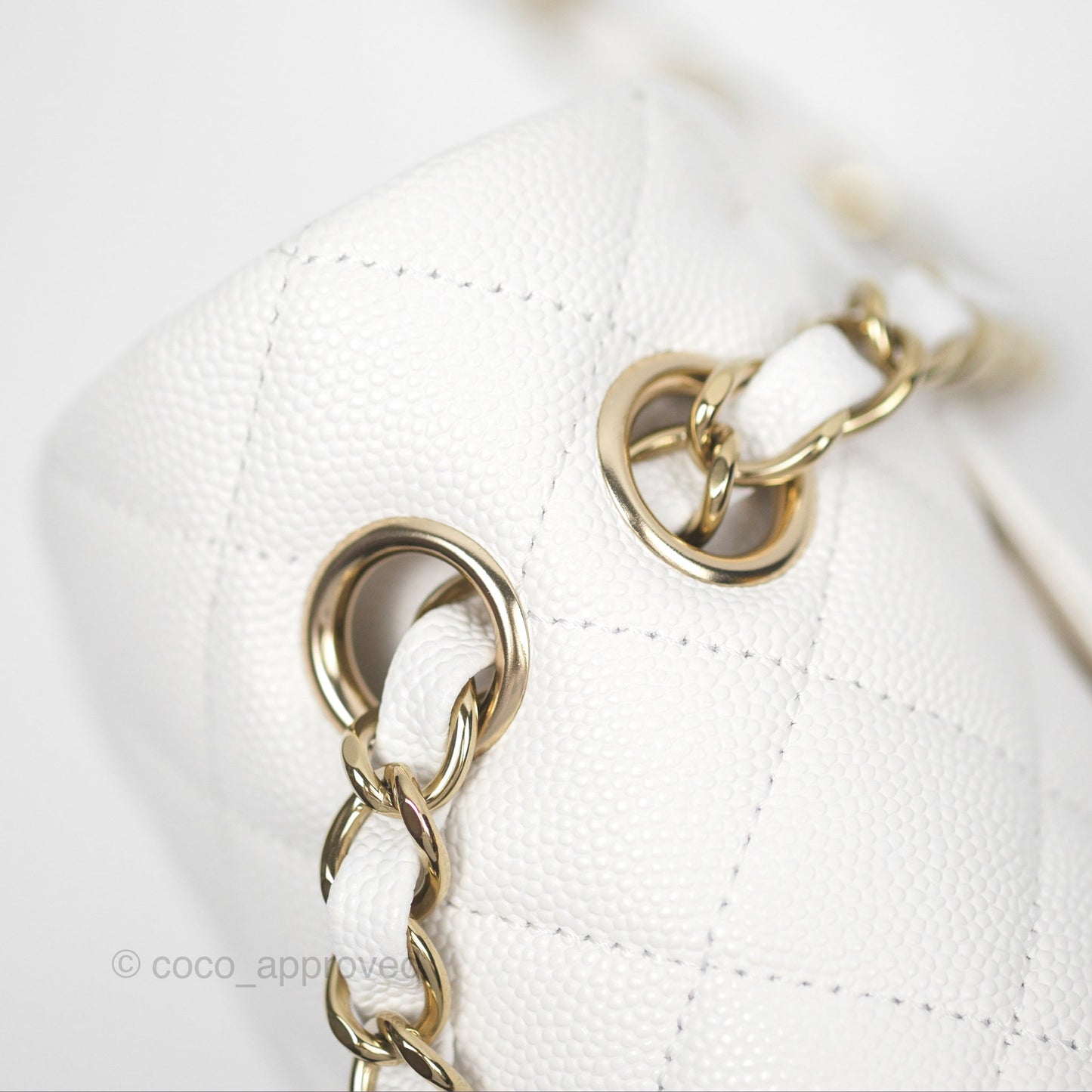 Chanel Small Classic Quilted Flap White Caviar Gold Hardware