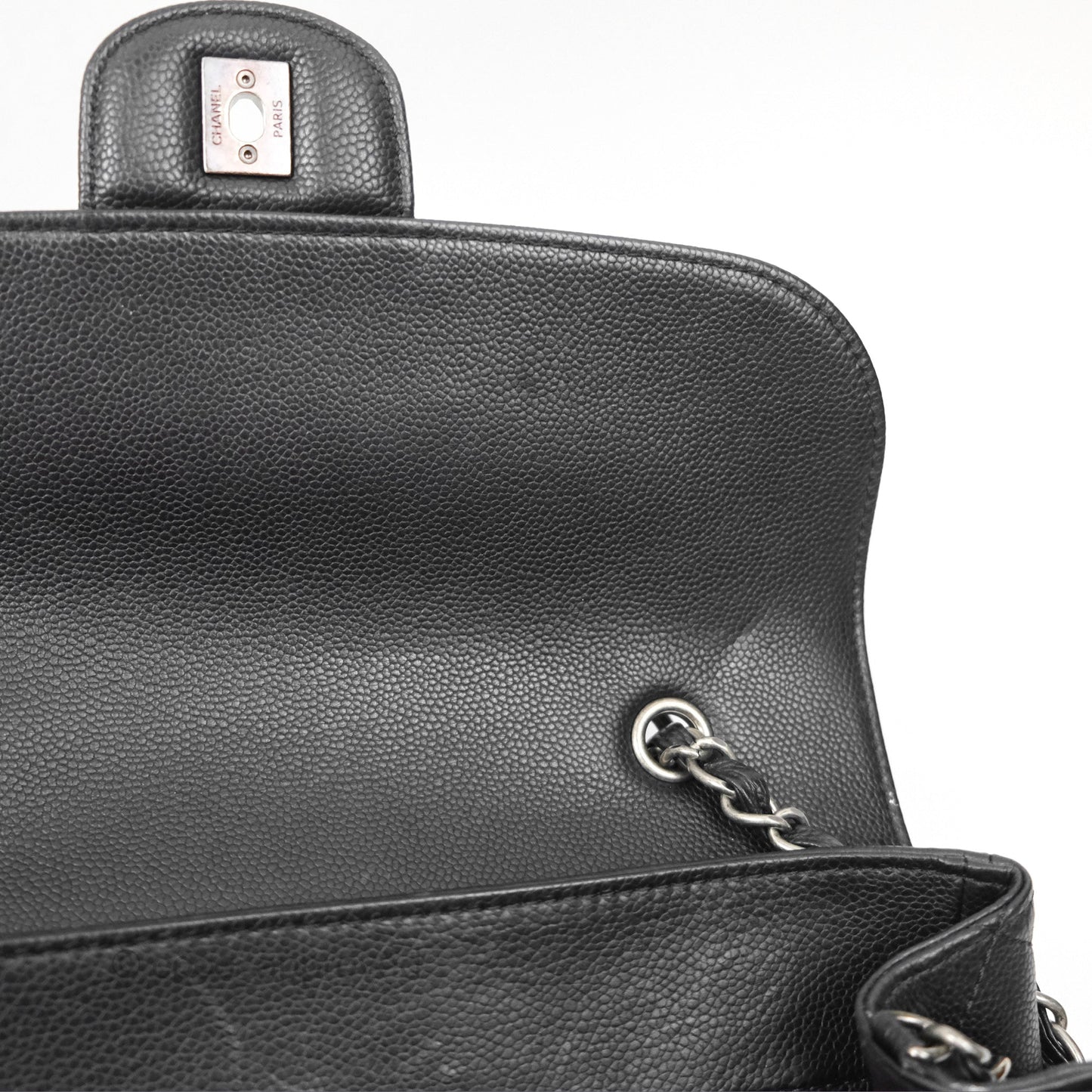 Chanel Top Handle Flap Bag Black Caviar Ruthenium Hardware
