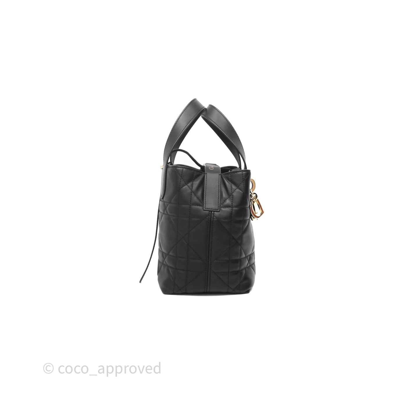 Christian Dior Small Toujours Vertical Tote Bag Black Macrocannage Calfskin Gold Hardware