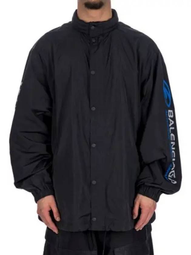 Luxury Balenciaga Logo Nylon Windbreaker Black